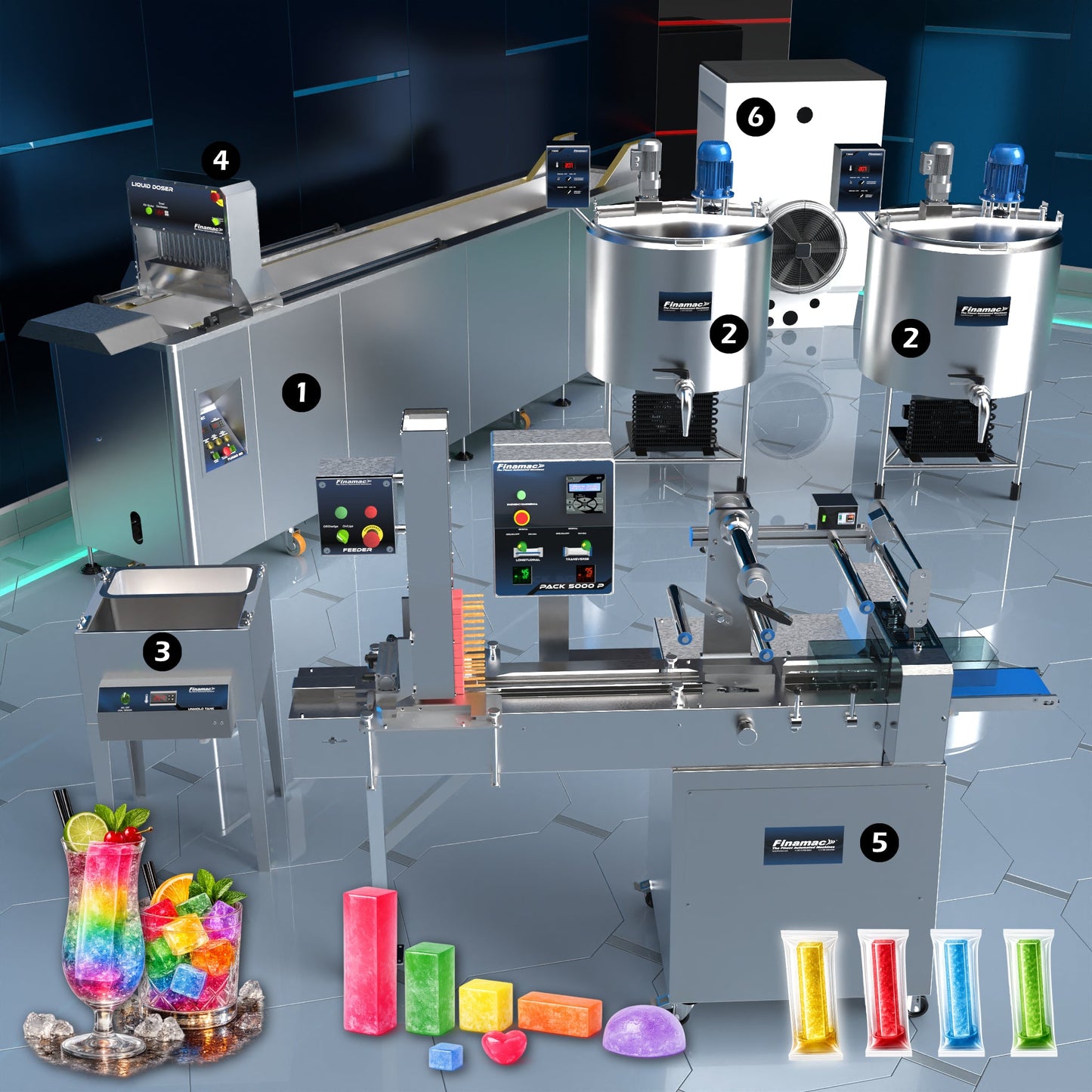 Industrial Flavored Ice Production Line - Intermediate Version