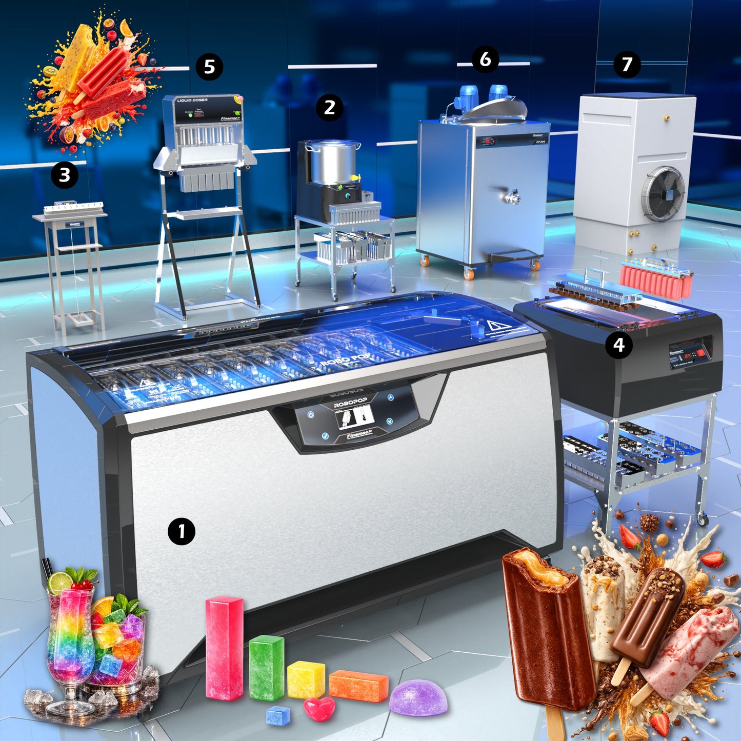 Semi Industrial Ice Pop and Flavored Ice Production - Intermediate Version PLUS