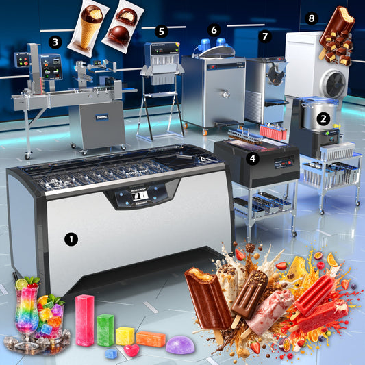Semi Industrial Ice Pop and Flavored Ice Production - Full Version PLUS